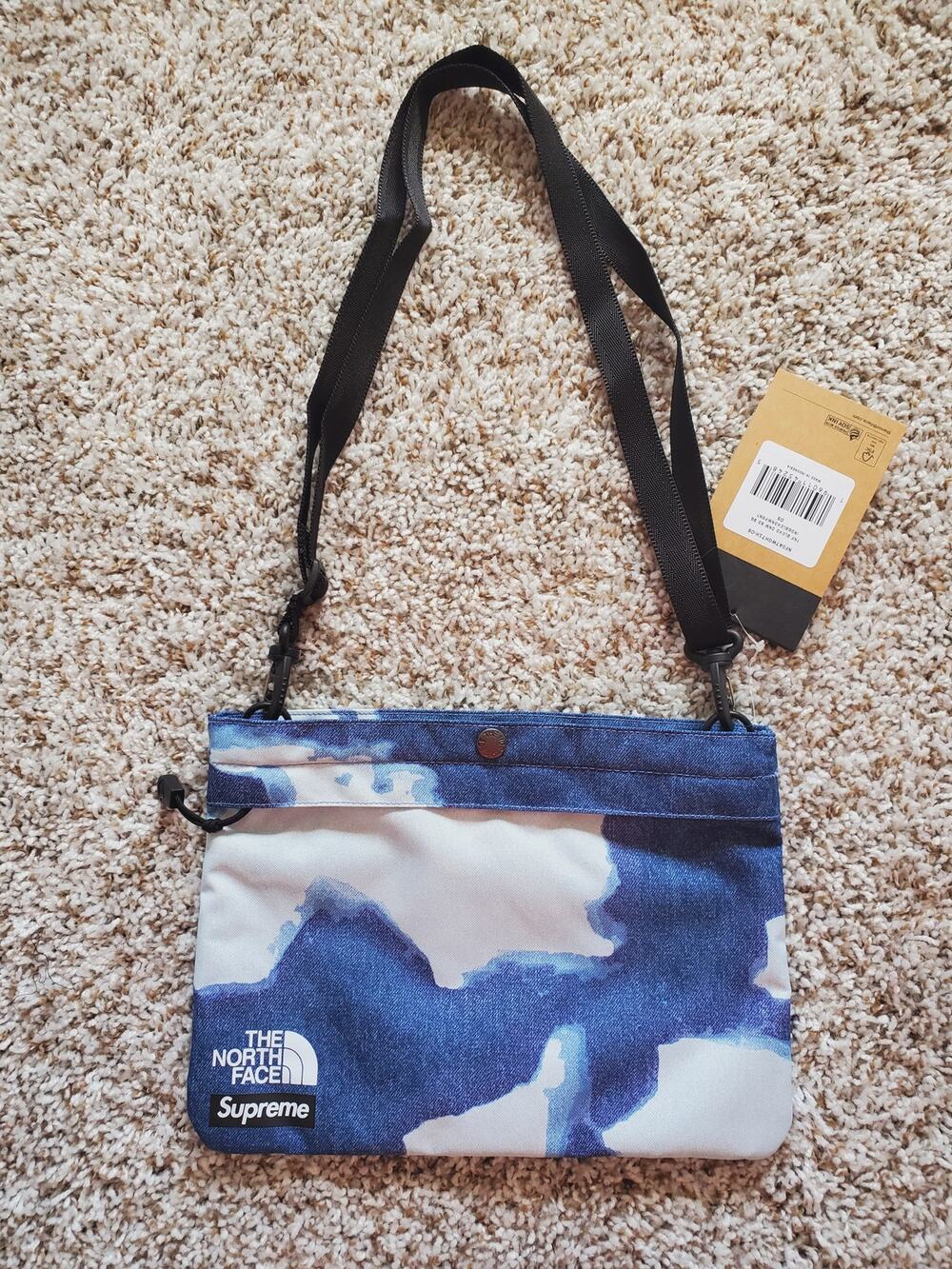 Supreme The North Face Bleached Denim Print Shoulder Bag Indigo Zippered 8x11